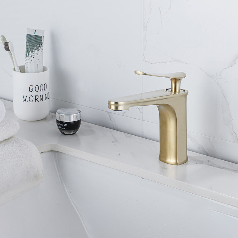 Frendorf | 1 Griff Vollkupfer Badezimmer Waschbecken Wasserhahn Nordic Modern Vanity Wasserhahn mit Abfluss
