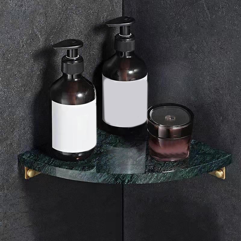 Frendorf | 2-teiliges Marmor-Badregal Messing Badezimmer Zubehör Set in Weiß/Grün