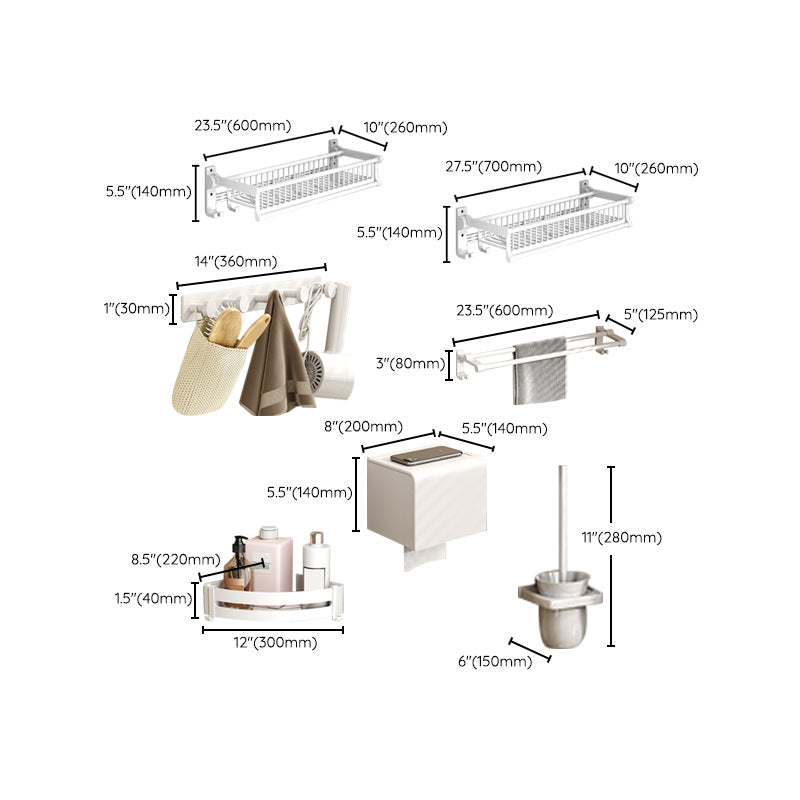 Frendorf | Modernes Stil Badezimmerzubehörset mit Badregal/Handtuchhalter/Toilettenbürste in Weiß