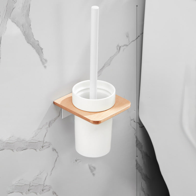 Frendorf | Weißes 7-teiliges Badaccessoire-Set Holz- und Metall-Badset