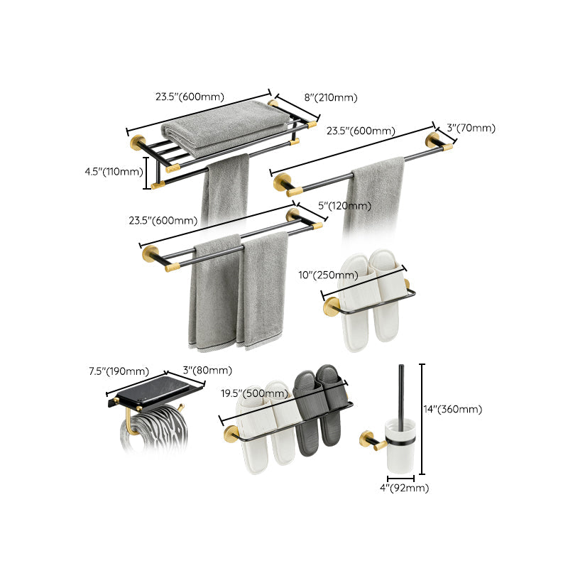 Frendorf | 5-teiliges modernes Badezimmerzubehör Set aus schwarzem Messing Badezimmerhardware