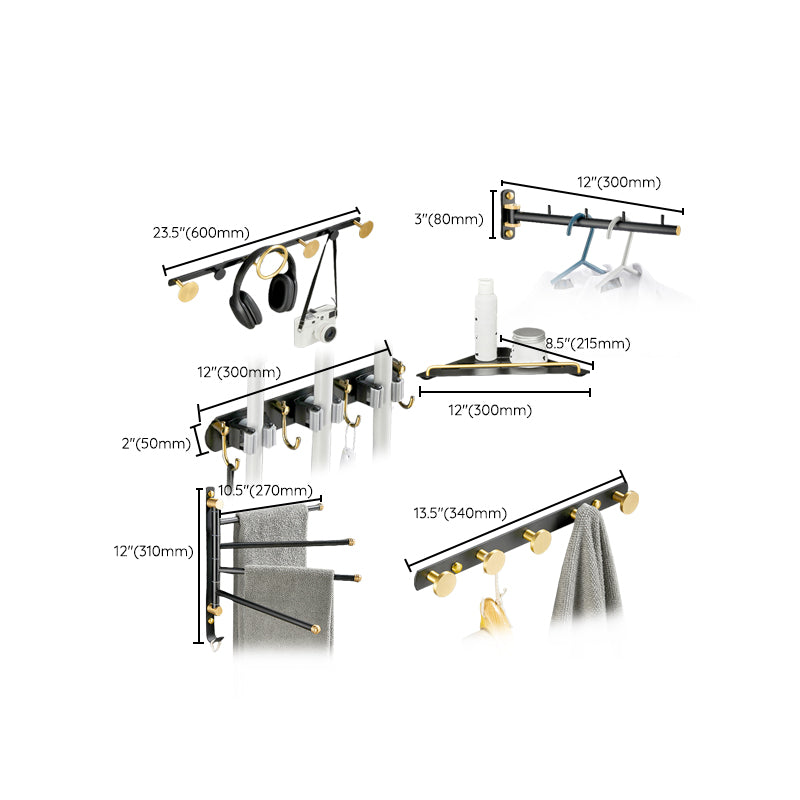 Frendorf | 5-teiliges modernes Badezimmerzubehör Set aus schwarzem Messing Badezimmerhardware