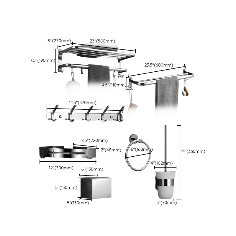 Frendorf | Modernes Badezimmer-Zubehörset Silber Badezimmerzubehör Hardware-Set