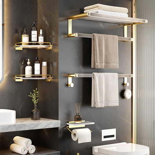 Frendorf | Badezimmer Zubehör Set in Gold Metall und Acryl Badzubehör Set