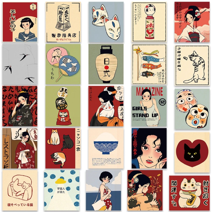 Retro Japanische Aufkleber
