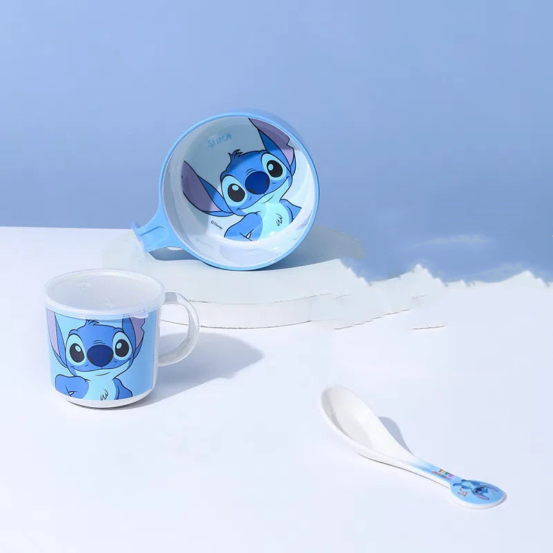 Frendorf | 3-teilige Stitch-Tischgeschirrset – Schüssel, Becher und Löffel mit niedlichem Cartoon-Design