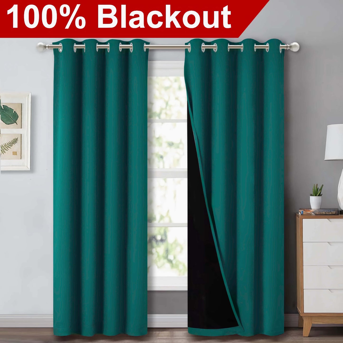Klassische Blackout-Vorhänge mit Ösen – Thermisch isolierter, nicht bleichbarer Stoff für Wohnzimmer, Schlafzimmer, Küche, stilvolle Wohnkultur