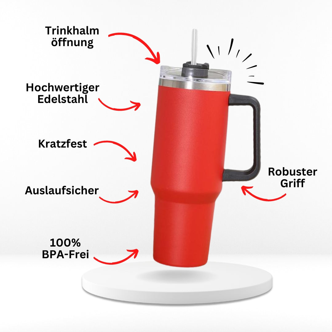 Frendorf | Mobile Thermo Tasse mit Strohhalm