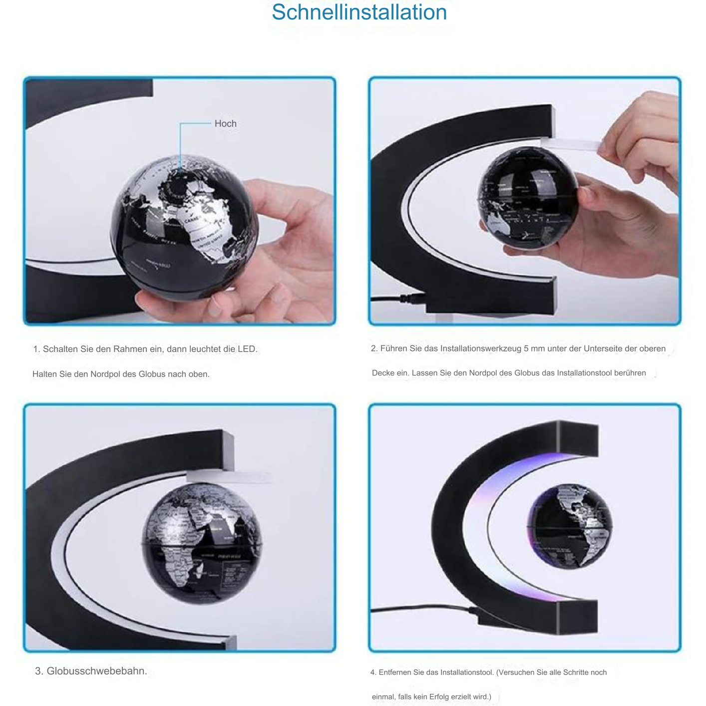 Frendorf | Armstrong | Magnetische Levitation Schwebende Globuslampe mit LED-Weltkarte