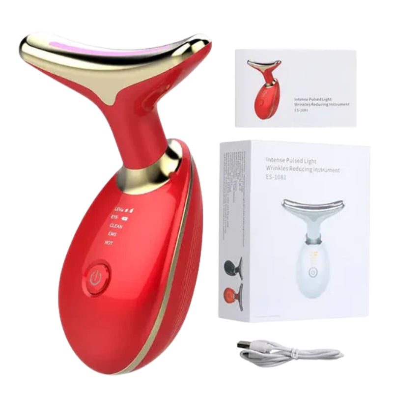 Frendorf | GlowLift – Anti-Falten Gesichtsstraffungs-Massagegerät mit LED-Lichttherapie für Gesicht und Hals