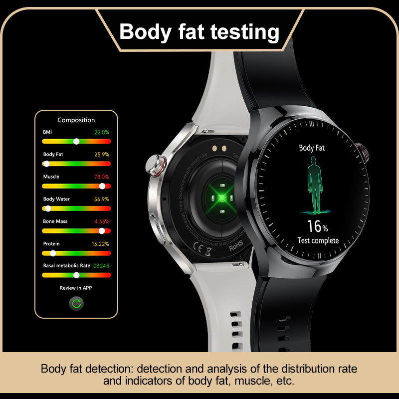 Frendorf | KH26 Ein-Klick-Mikro-Untersuchung von Fünf Organen Gesundheitsüberwachung Blutglukose Blutlipide Harnsäure Blutdruck Blutsauerstoff SOS Smartwatch