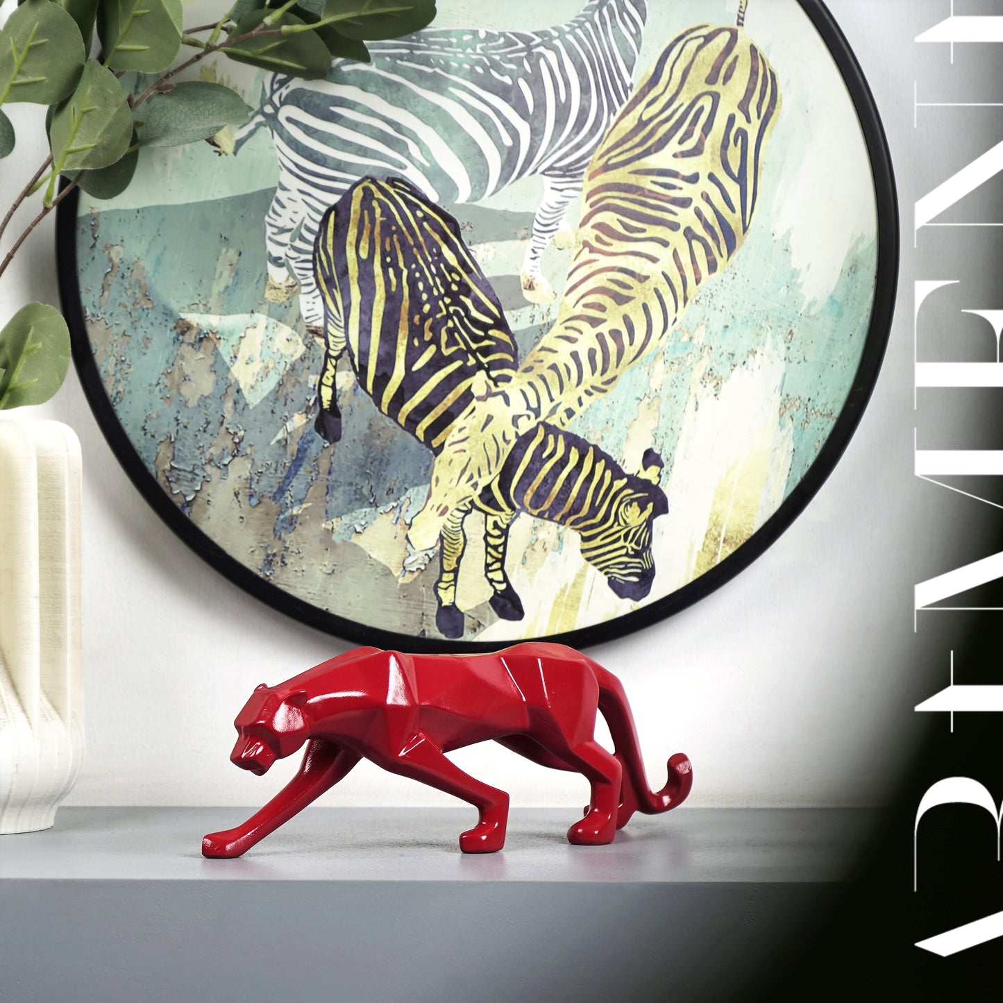 Geometrische Pantherstatue der modernen Kunst