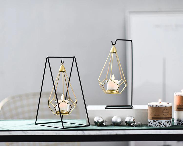 Frendorf | GeoLume Geometrischer Hängender Kerzenhalter oder Vase aus Eisen | Modernes Design | Vielseitige Deko