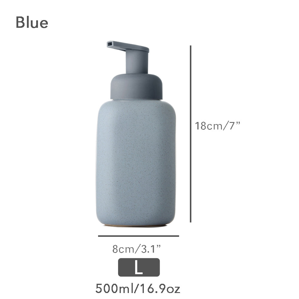 Minz Keramischer Seifenspender, Schäumende Pumpe Badezimmerflasche, Einfaches Design, Nachfüllbare Wiederverwendbare Lotionpumpe für Badezimmer Küche, 500ml/16.9oz