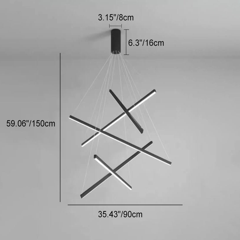 Frendorf | GeoLuma Nordic LED Kronleuchter | Geometrisches Linien-Design aus Eisen & Aluminium | 3-9 Flammen | Modern & Energieeffizient