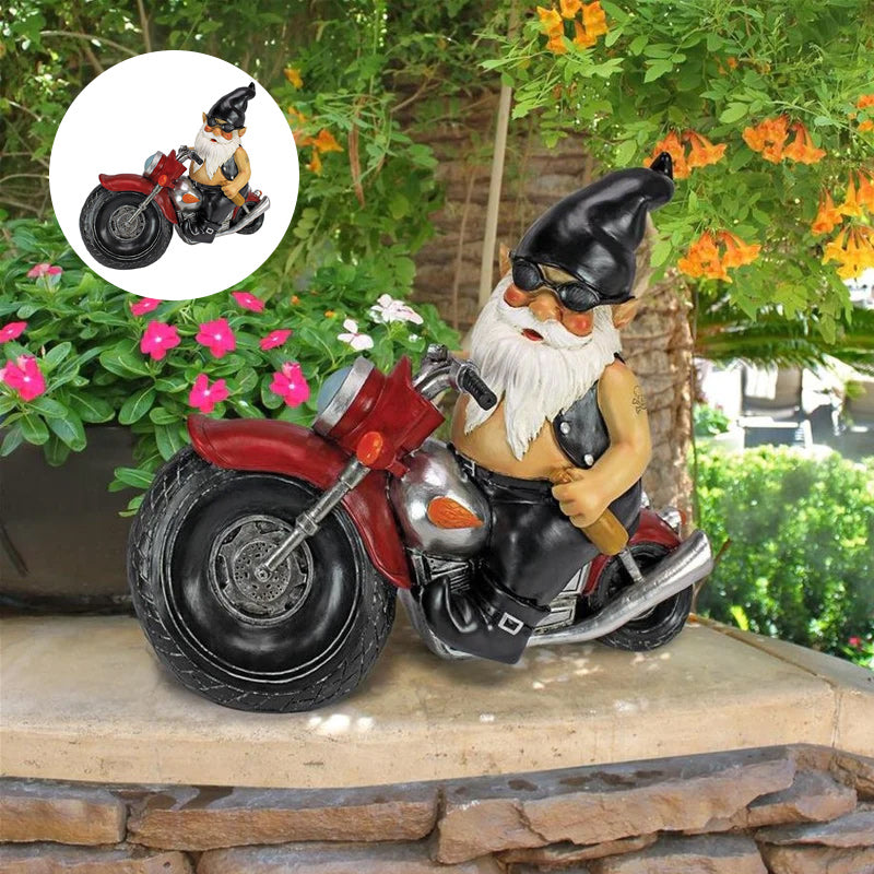 Frendorf | Die Biker Gnom Statue Mini Garten Dekoration