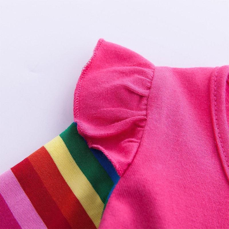 Frendorf | Mädchen Einhorn-Regenbogen-Streifen Kleid