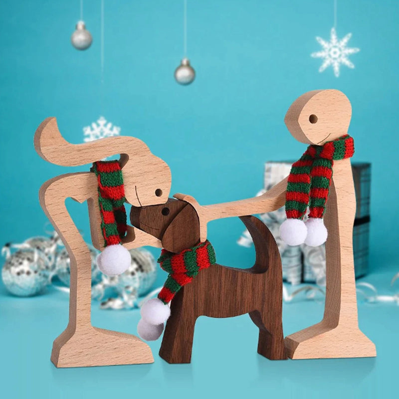 Frendorf | Geschenk für Tierliebhaber - Holzskulptur Tischornamente - Die Liebe zwischen Ihnen und Ihrem pelzigen Freund