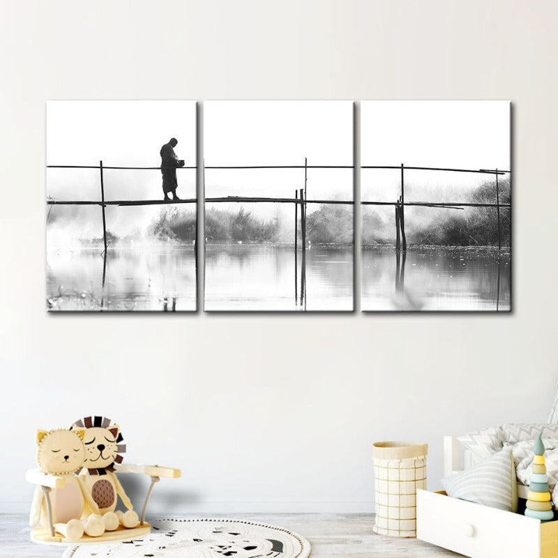 Water Bridge-Canvas Wall Art Painting 3 Pieces