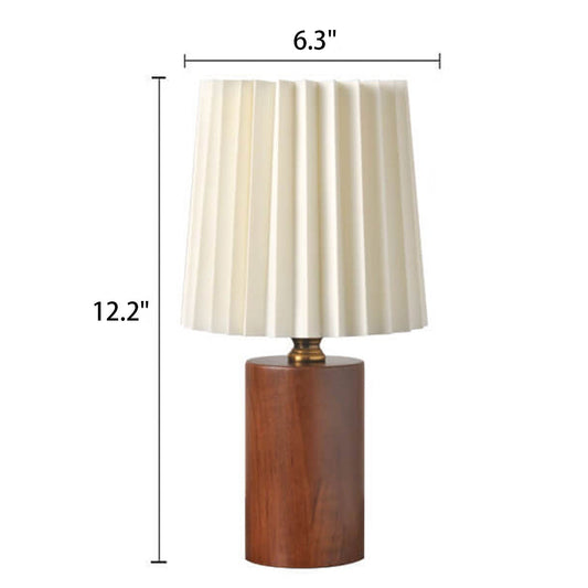 Frendorf | AuroraPleat Vintage Korean Tischlampe | Holzfuß | Gefalteter Lampenschirm | 1-Licht Design