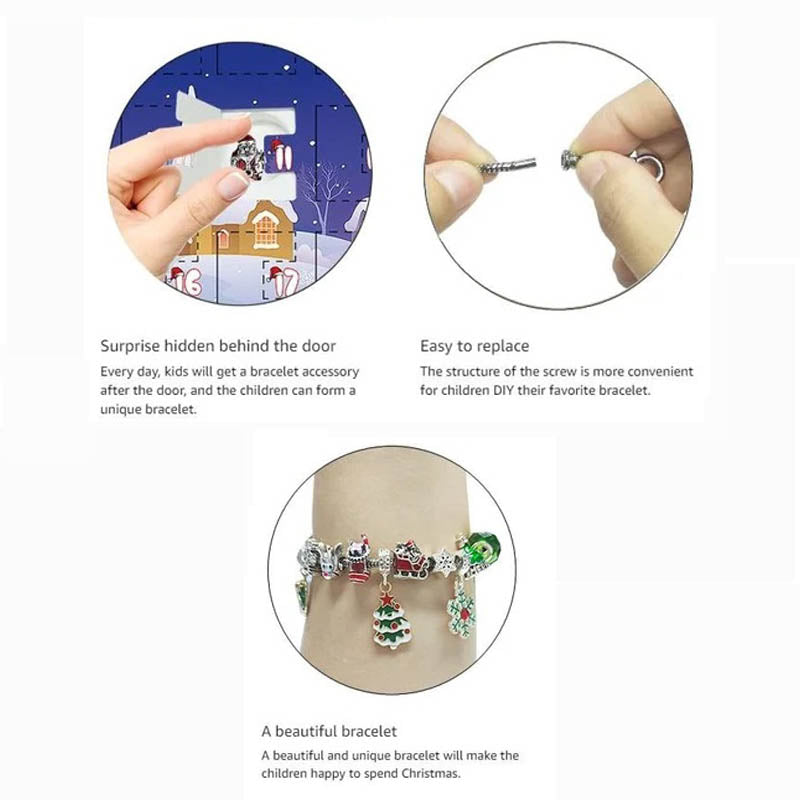 Frendorf | 24 Tage Countdown-Kalender DIY Weihnachts-Adventskalender Armbänder Set