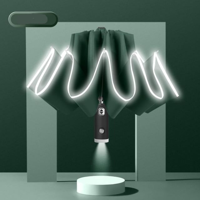 Frendorf | Automatischer Umkehr-LED-Licht faltbarer Regenschirm