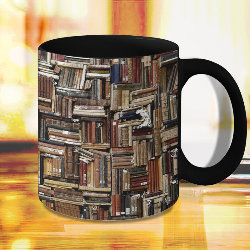 Frendorf | Bücherregal Keramikkaffeebecher - Geschenk für Katzenbuchliebhaber