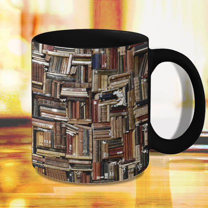 Frendorf | Bücherregal Keramikkaffeebecher - Geschenk für Katzenbuchliebhaber
