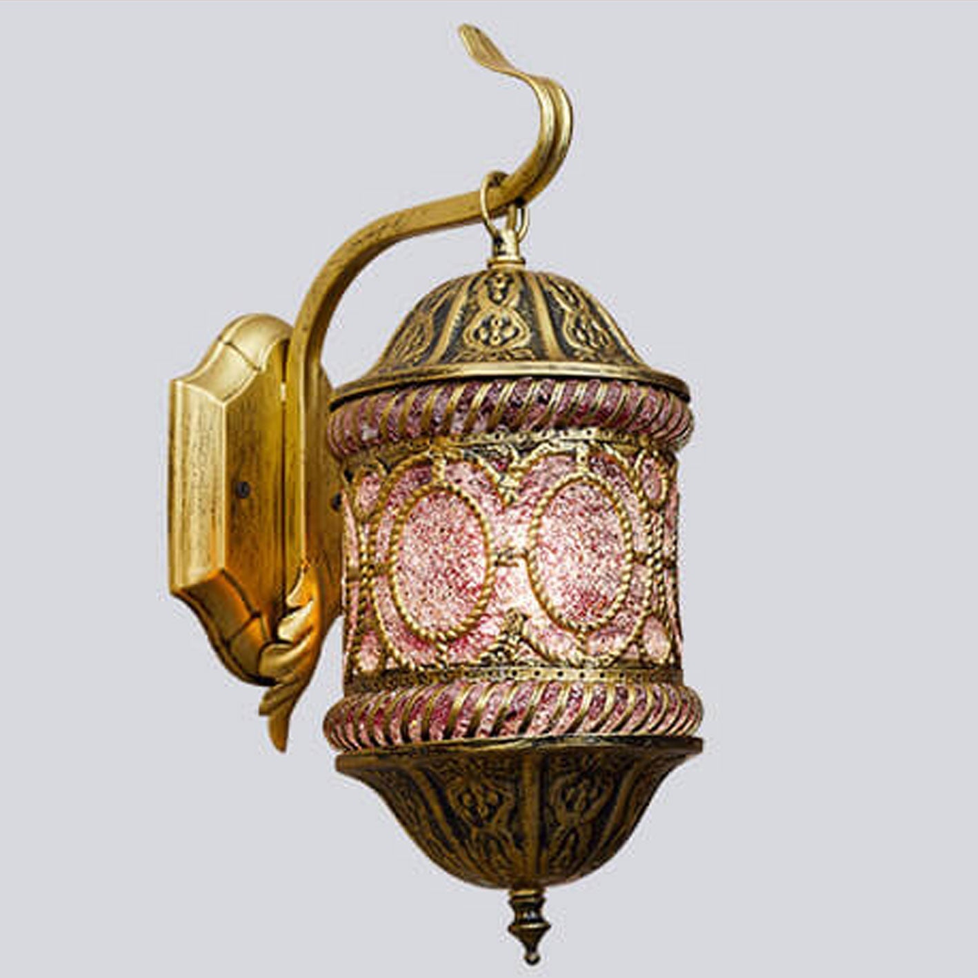 Frendorf | ZyraGlow Wandleuchte | Südostasiatisches Hohlmetall-Design | 1-flammige Lampe in Rosa
