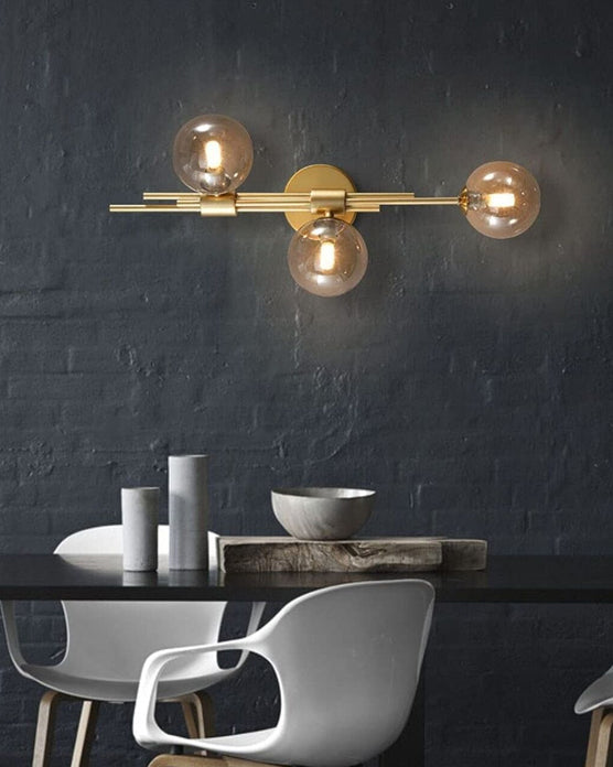 3 Kopf Glas Ball Wandlampe - Bernstein