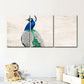 Rockiges Elegantes Pfau-Leinwand Wandkunst Gemälde 3 Teile