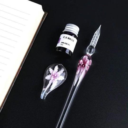 Frendorf | Glas Kalligraphie Stiftset mit Tinte und Stiftablage