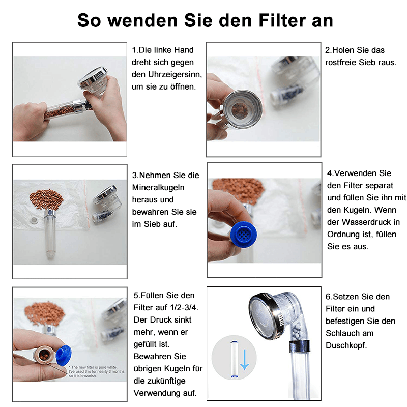 Frendorf | Premium Duschkopf Handbrause mit Ionenfilter wassersparend mit verstellbaren Wasserdruck