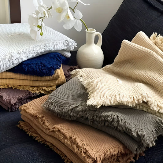 Frendorf | Baumwolle Crinkle Quast Decke