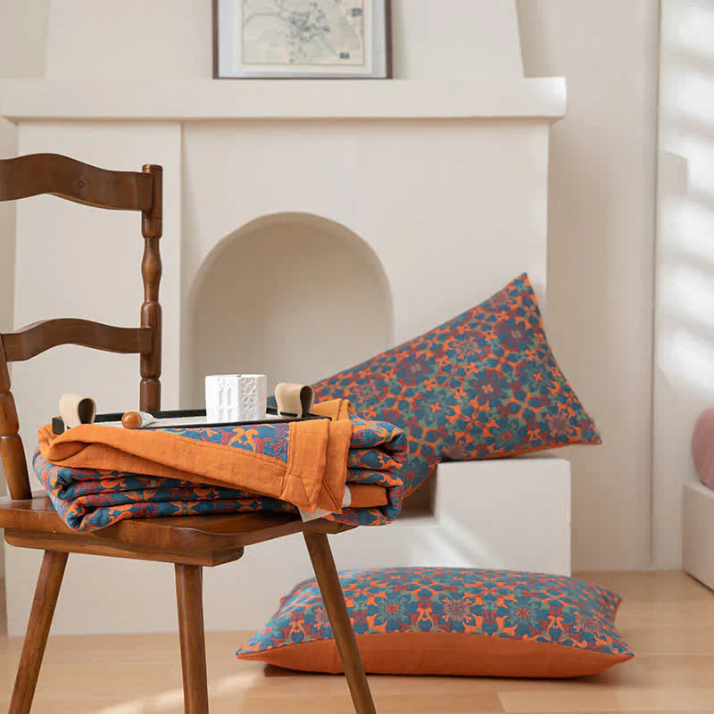 Frendorf | & Blaues Muster Sechs-lagiges Baumwoll-Quilt - TerraLoom