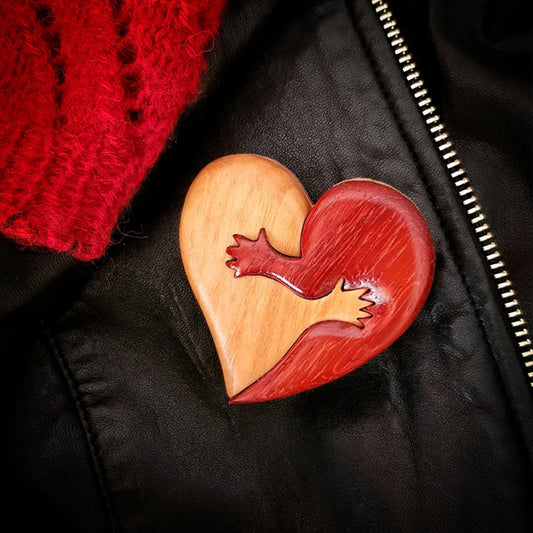 Liebevolle Herzen Holz Intarsia Button