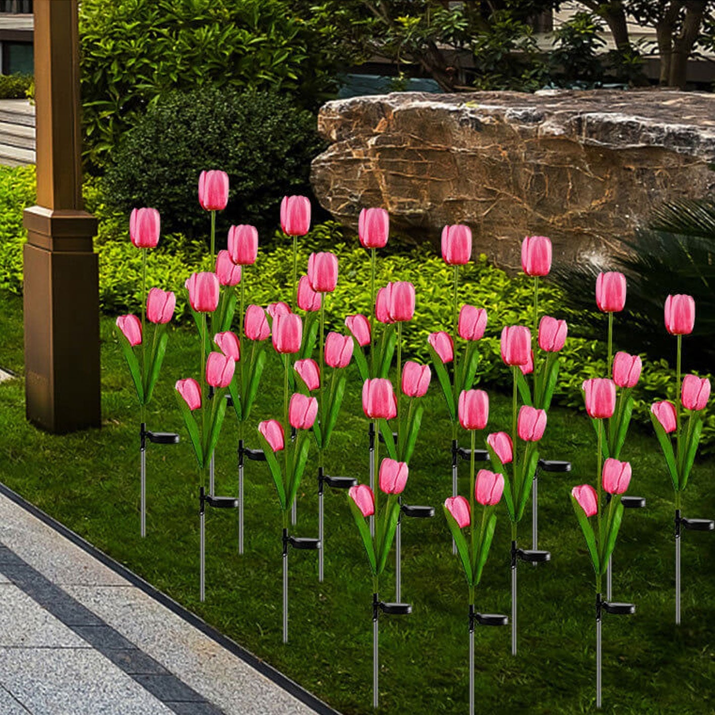 Solar Tulpe Rasenlicht Außen Garten LED Tulpe Blumenlicht Bodenstecker Landschaftslicht
