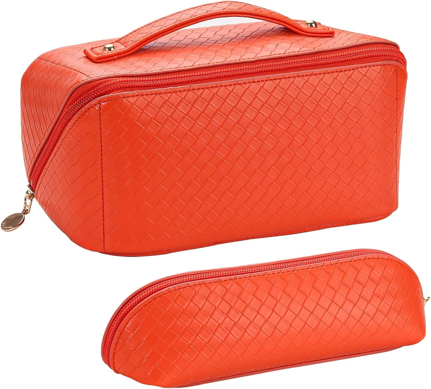 Frendorf | Abiudeng Große Make-up Tasche, Doppelschicht Kosmetiktasche, Reise Make-up Tasche, Leder Make-up Tasche, Kosmetische Reisetaschen, Tragbare Leder Kulturbeutel, Geräumige Kosmetiktasche für Frauen und Mädchen