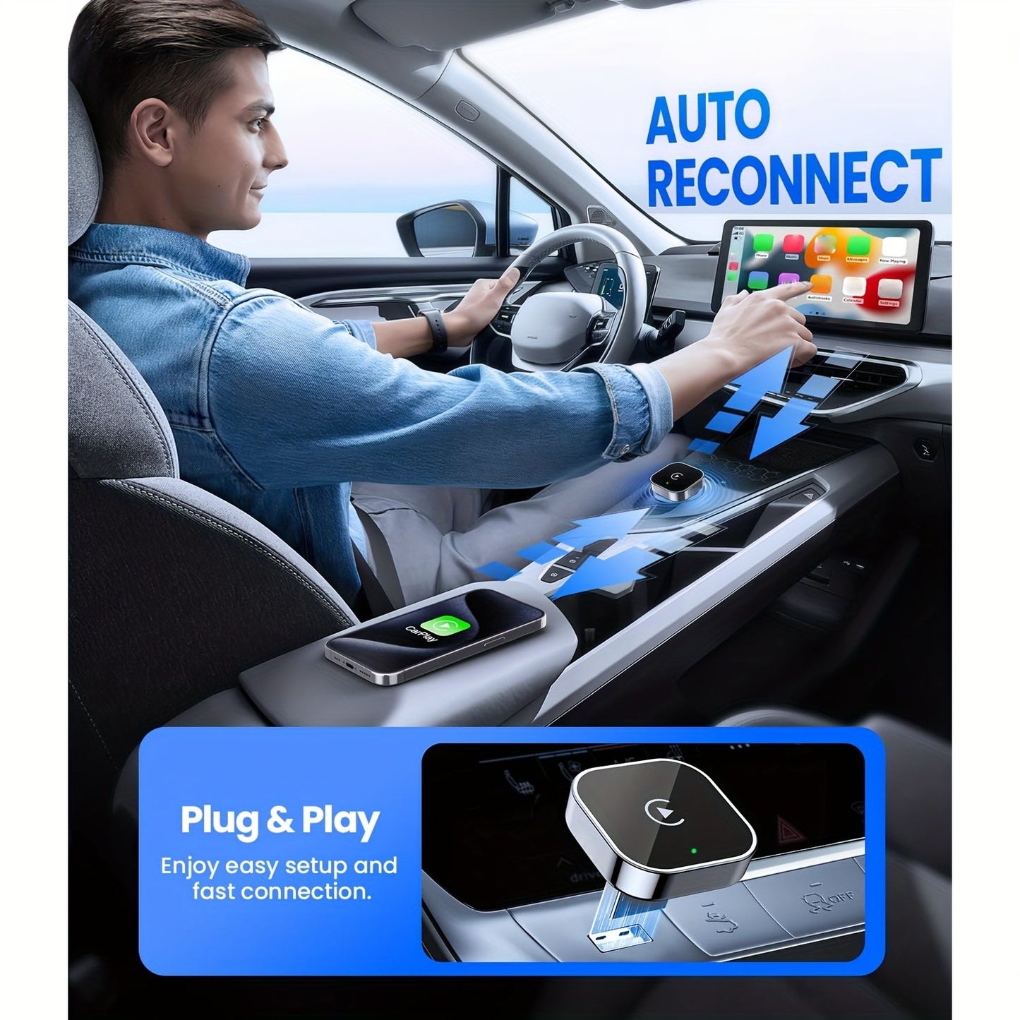 Frendorf | 2-in-1 Wireless CarPlay & Android Auto Adapter – Plug & Play Schnell Verbunden