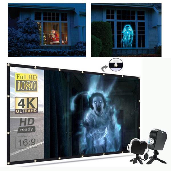 Frendorf Holografischer Projektor 3D | Wetterfeste LED-Videos mit Sound für Fenster (Halloween und Weihnachten)