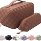Frendorf | Abiudeng Große Make-up Tasche, Doppelschicht Kosmetiktasche, Reise Make-up Tasche, Leder Make-up Tasche, Kosmetische Reisetaschen, Tragbare Leder Kulturbeutel, Geräumige Kosmetiktasche für Frauen und Mädchen