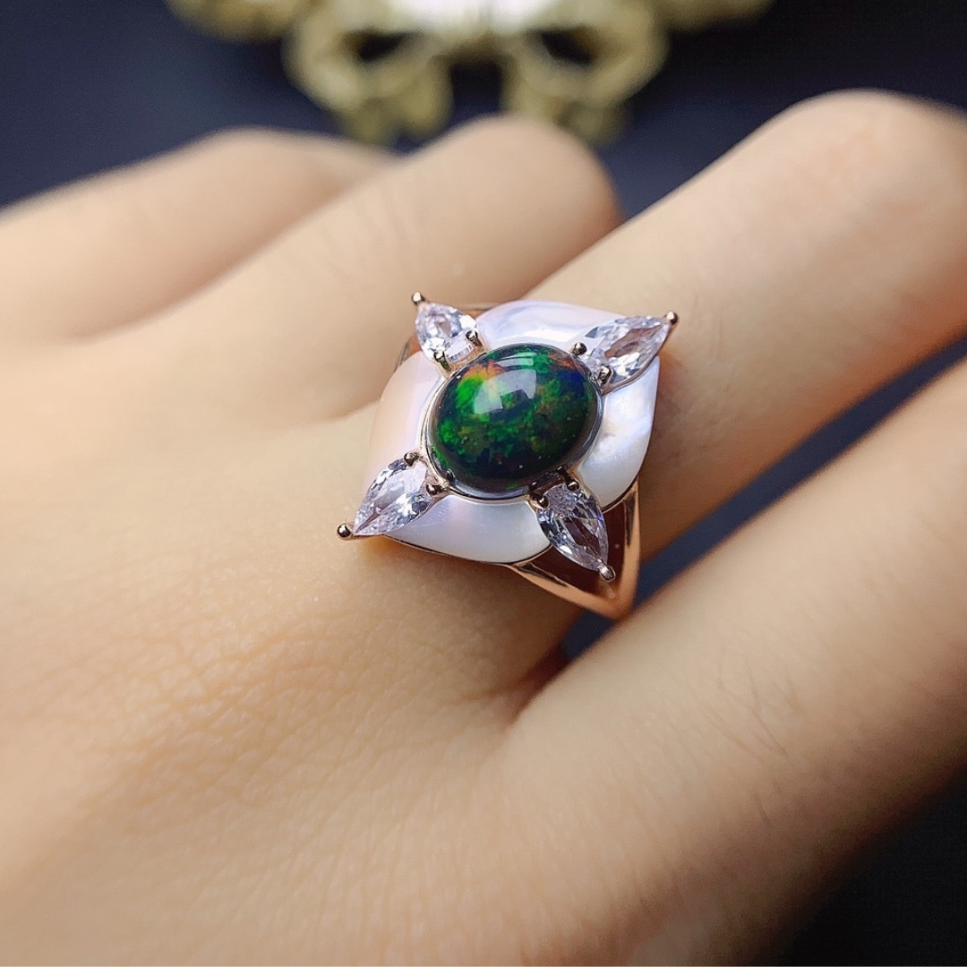 Frendorf | 925 Sterling Silver Opal Pfau Ring