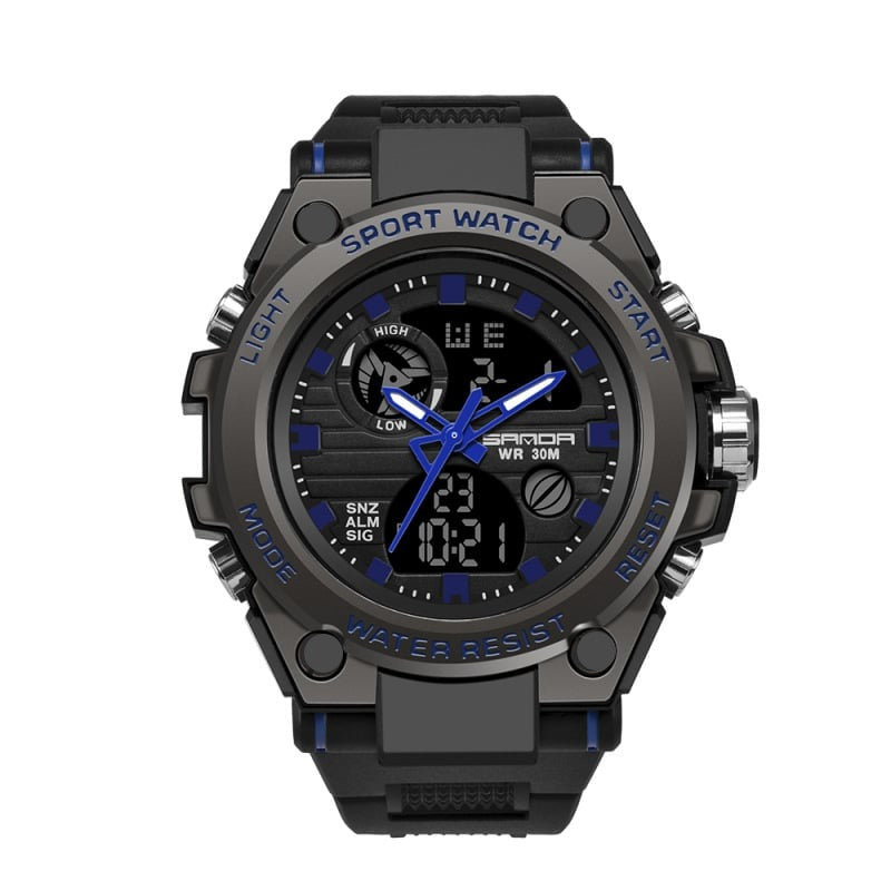 Frendorf | Sportliche Dual-Display Mode Multifunktionale wasserdichte leuchtende Herrenarmbanduhr