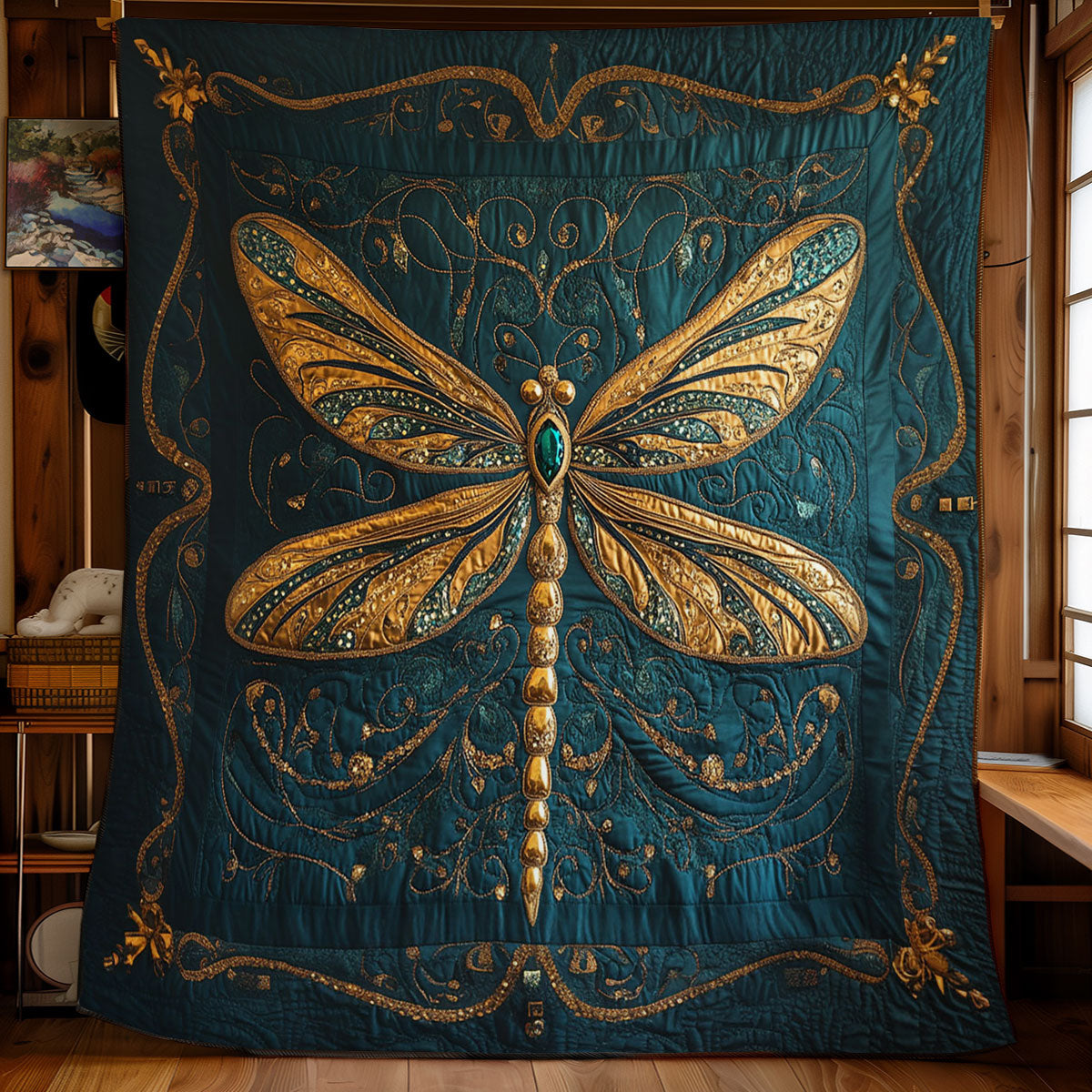 Royal Dragonfly Portrait Quilt