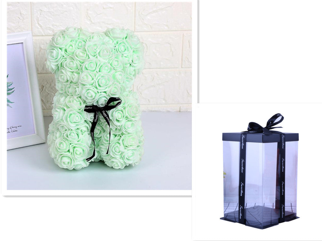 Frendorf | Valentinstag Geschenk Rose Bär Ewige Blume Rose Teddybär PE Schaum Bär 25cm Valentinstag