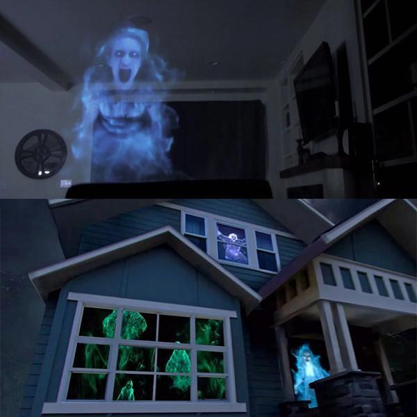 Frendorf Holografischer Projektor 3D | Wetterfeste LED-Videos mit Sound für Fenster (Halloween und Weihnachten)