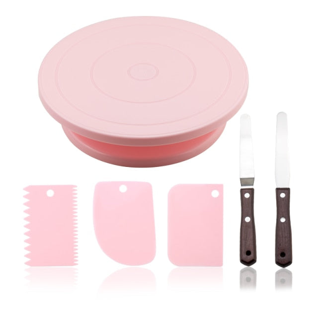 6Pcs Set Tortenteller Drehender Kuchenständer Rotating Table Kuchentisch