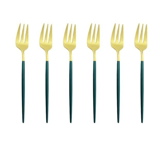 6er Set Gold Gabel Set Tee Kuchen Snack Gabel Geschirr Geschirr Sets