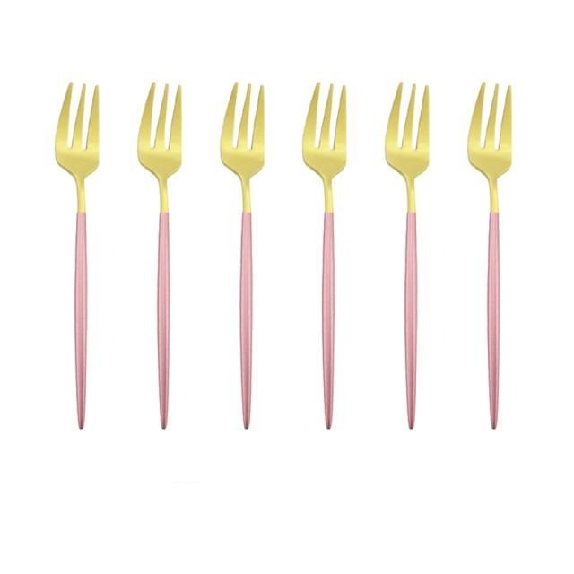 6er Set Gold Gabel Set Tee Kuchen Snack Gabel Geschirr Geschirr Sets
