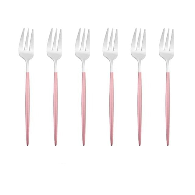 6er Set Gold Gabel Set Tee Kuchen Snack Gabel Geschirr Geschirr Sets